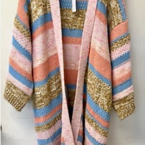 NWT Striped Multicolor Knit Cardigan Sweater